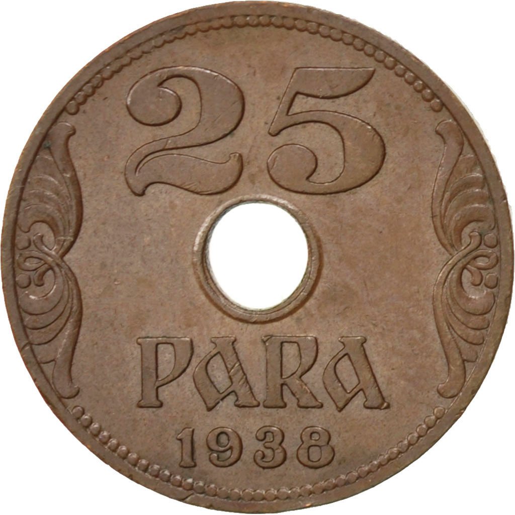 YUGOSLAVIA, 25 Para, 1938, KM #17, MS(63), Bronze, 20, 2.49
