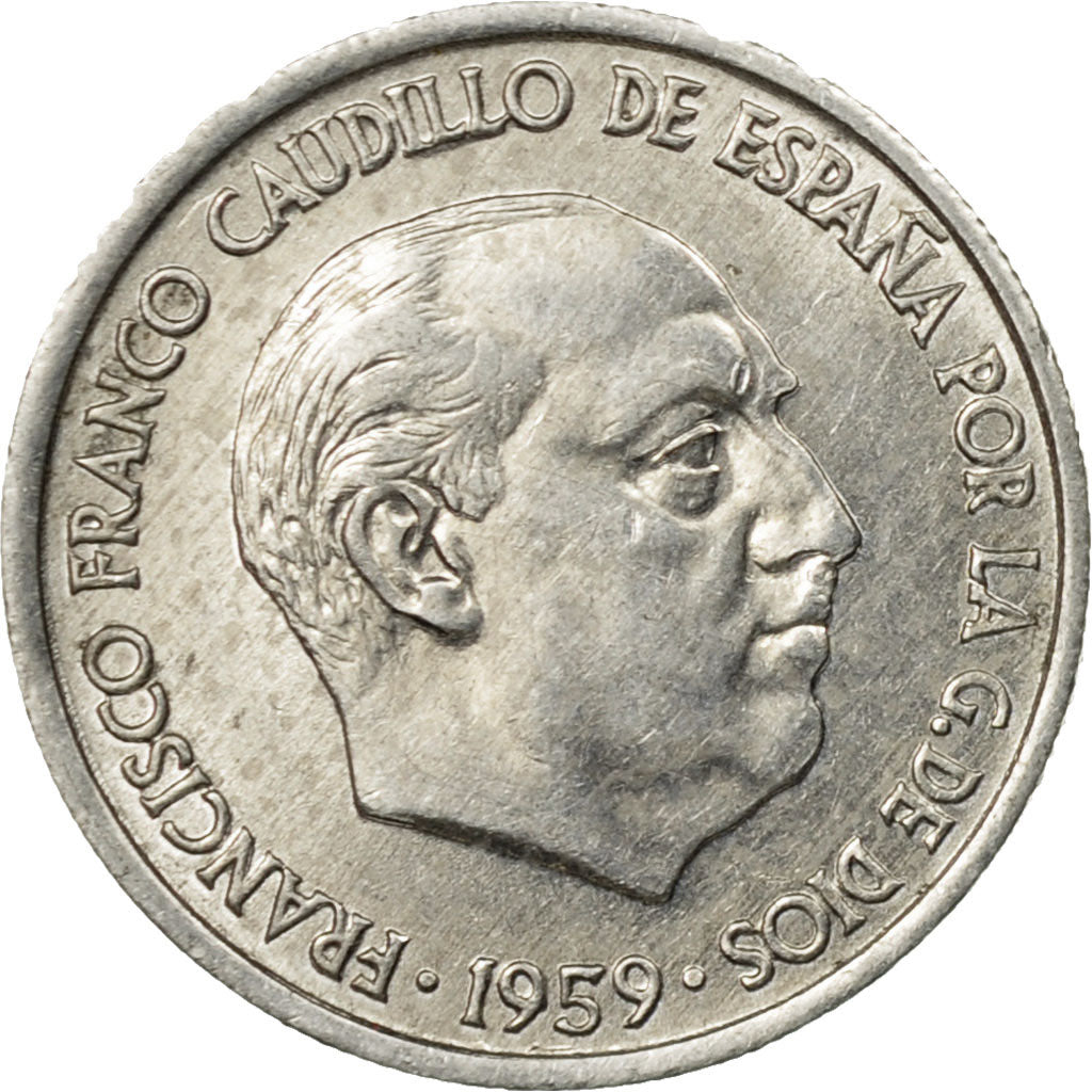 Coin, Spain, Francisco Franco, caudillo, 10 Centimos, 1959, EF(40-45), Aluminum