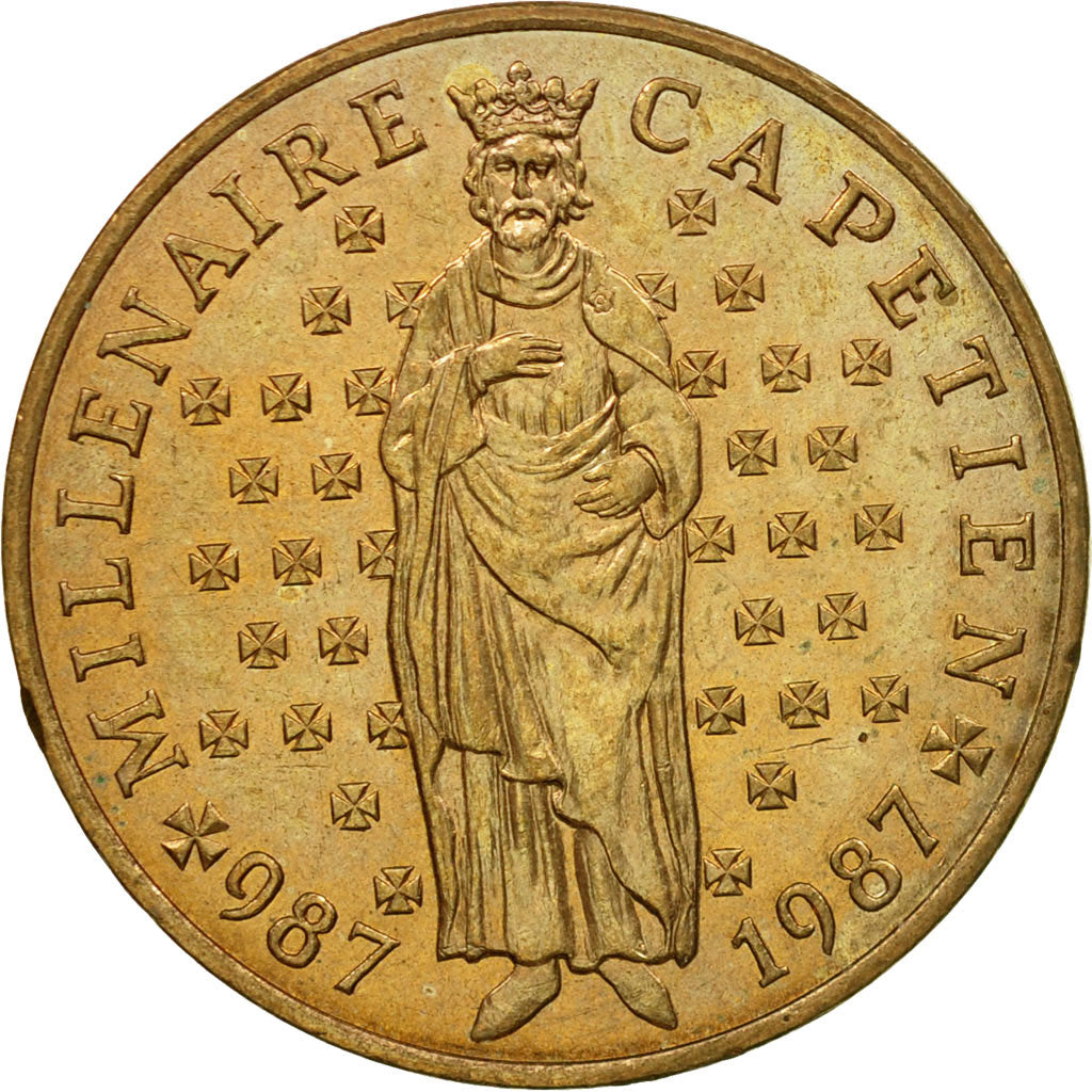 Coin, France, Hugues Capet, 10 Francs, 1987, Paris, EF(40-45), Silver, KM:961