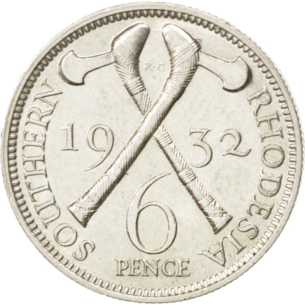 SOUTHERN RHODESIA, 6 Pence, 1932, KM #2, AU(55-58), Silver, 19.41, 2.83