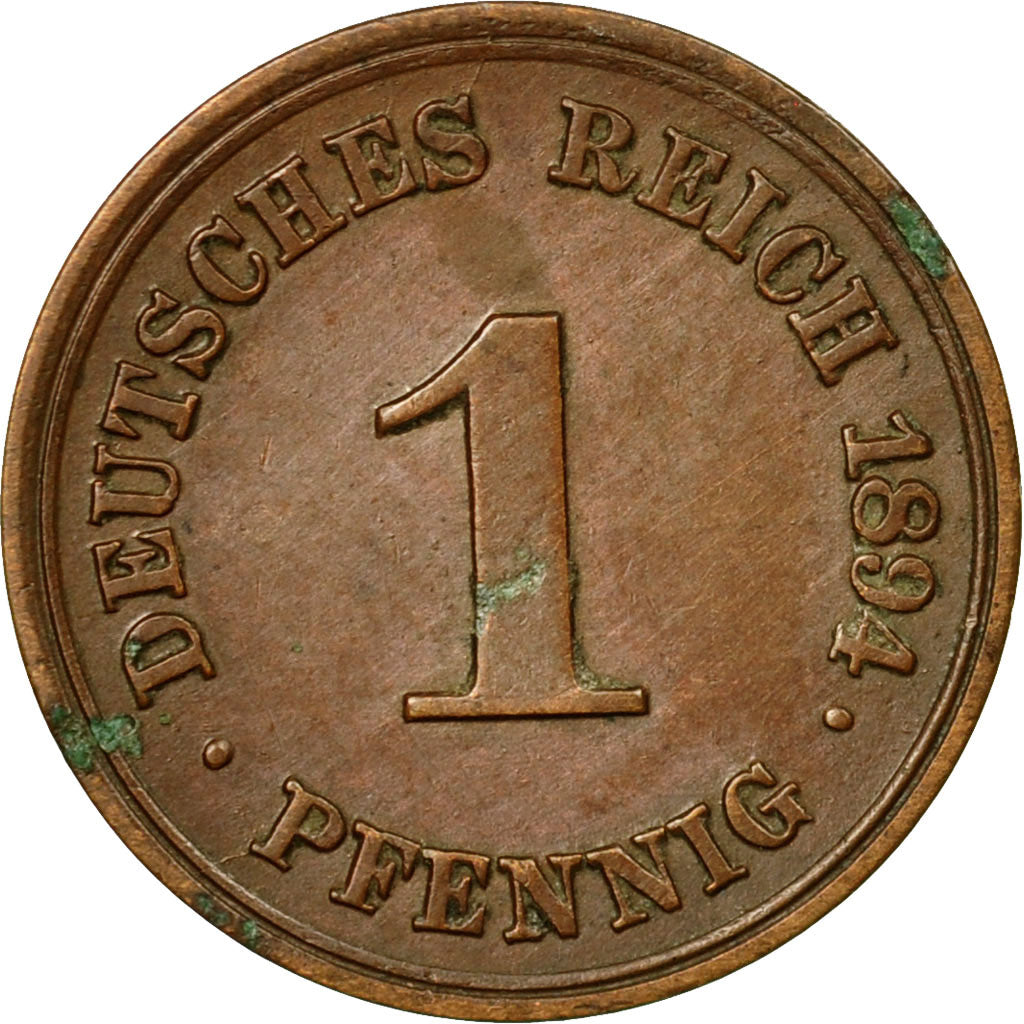 Coin, GERMANY - EMPIRE, Wilhelm II, Pfennig, 1894, Stuttgart, VF(30-35), Copper