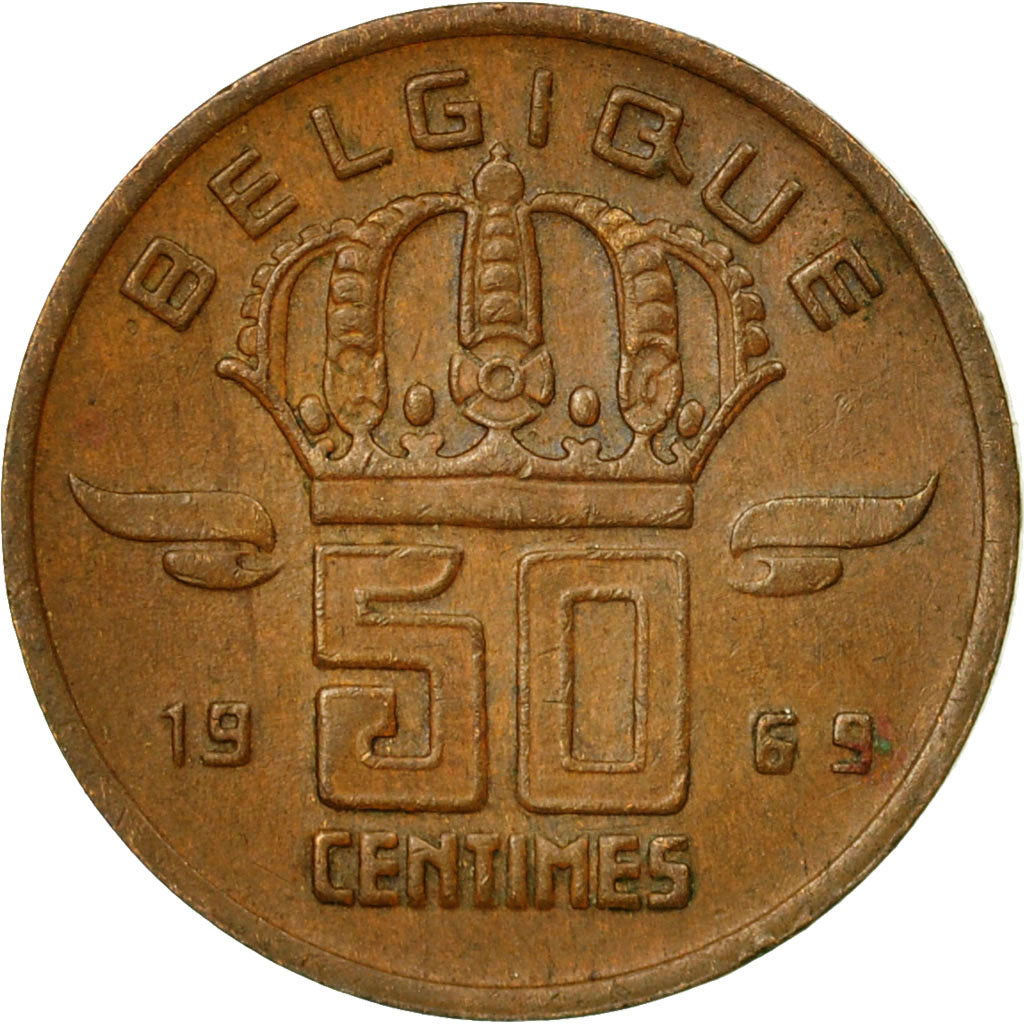 Monnaie, Belgique, Baudouin I, 50 Centimes, 1969, TB+, Bronze, KM:148.1