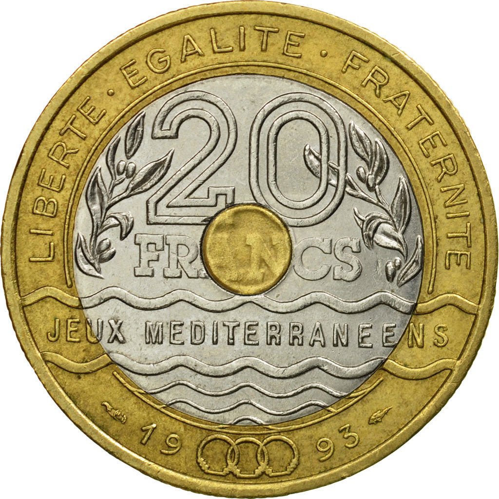 Coin, France, Jeux Méditerranéens, 20 Francs, 1993, Paris, EF(40-45)