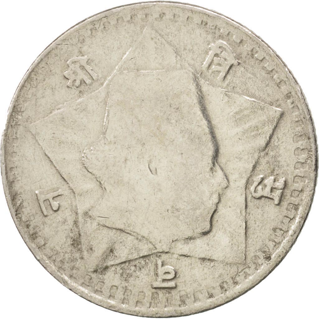 NEPAL, 50 Paisa, 1954, KM #740, EF(40-45), Copper-Nickel, 25, 5.86