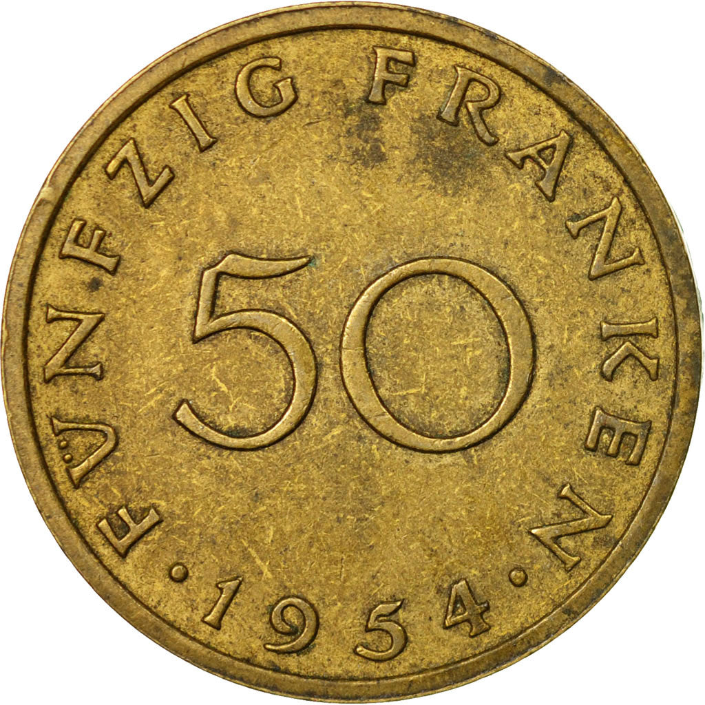 Monnaie, SAARLAND, 50 Franken, 1954, Paris, TTB, Aluminum-Bronze, KM:3
