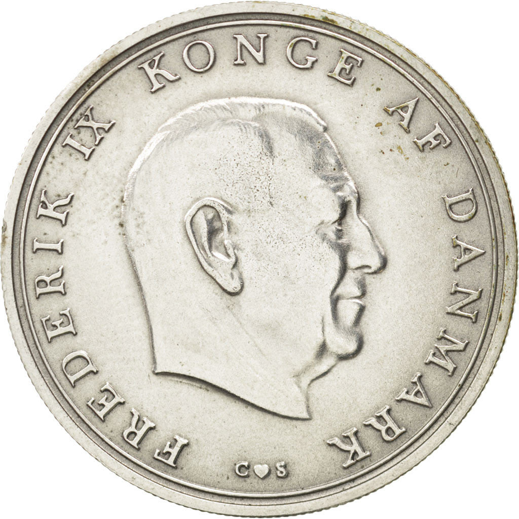 Münze, Dänemark, Frederik IX, 10 Kroner, 1968, VZ, Silber, KM:857