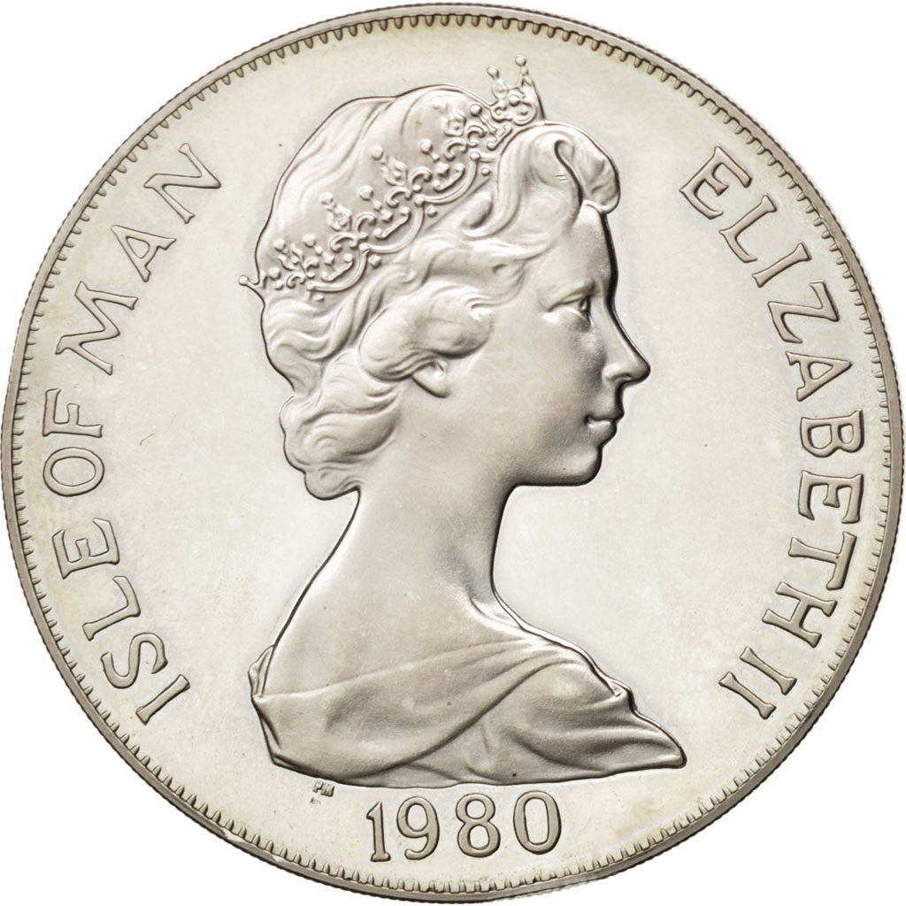 ISLE OF MAN, Crown, 1980, Pobjoy Mint, KM #68b, MS(65-70), Silver, 38.5, 28.56