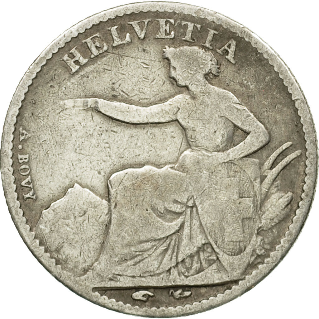Coin, Switzerland, 1/2 Franc, 1850, Bern, VF(20-25), Silver, KM:8