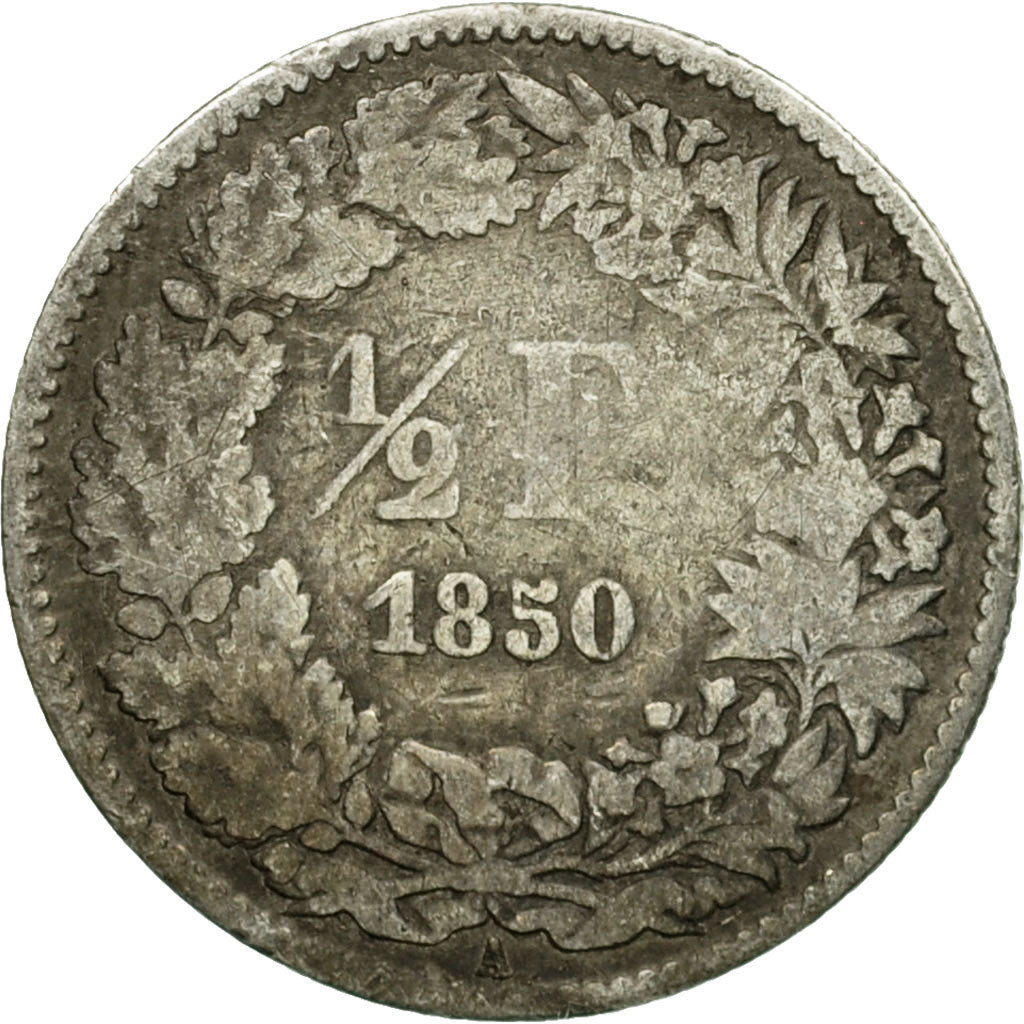 Coin, Switzerland, 1/2 Franc, 1850, Bern, VF(20-25), Silver, KM:8