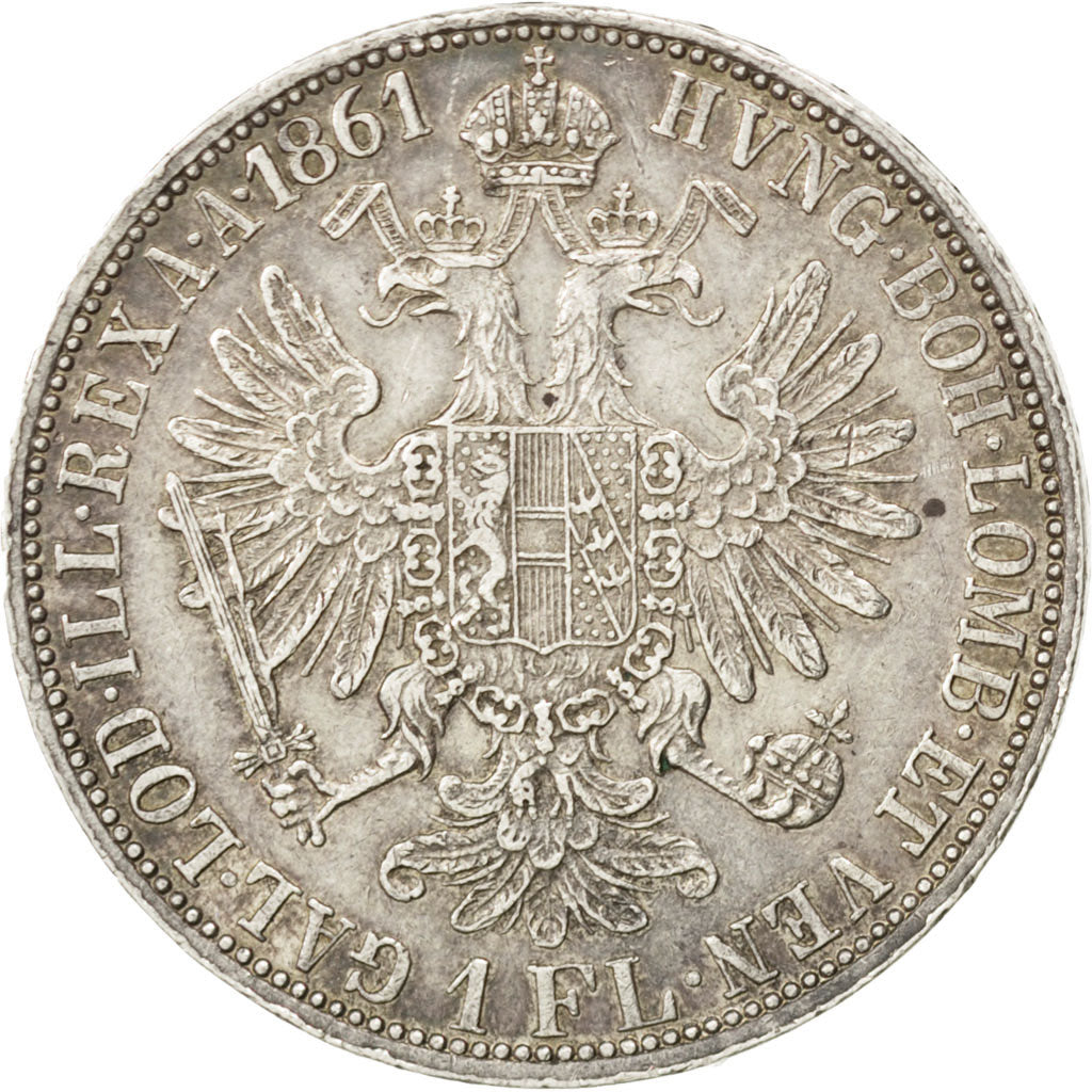 AUSTRIA, Florin, 1861, Vienne, KM #2219, AU(55-58), Silver, 12.31