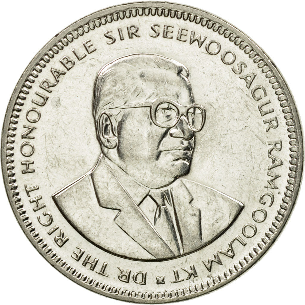 Coin, Mauritius, 1/2 Rupee, 1987, AU(55-58), Nickel plated steel, KM:54