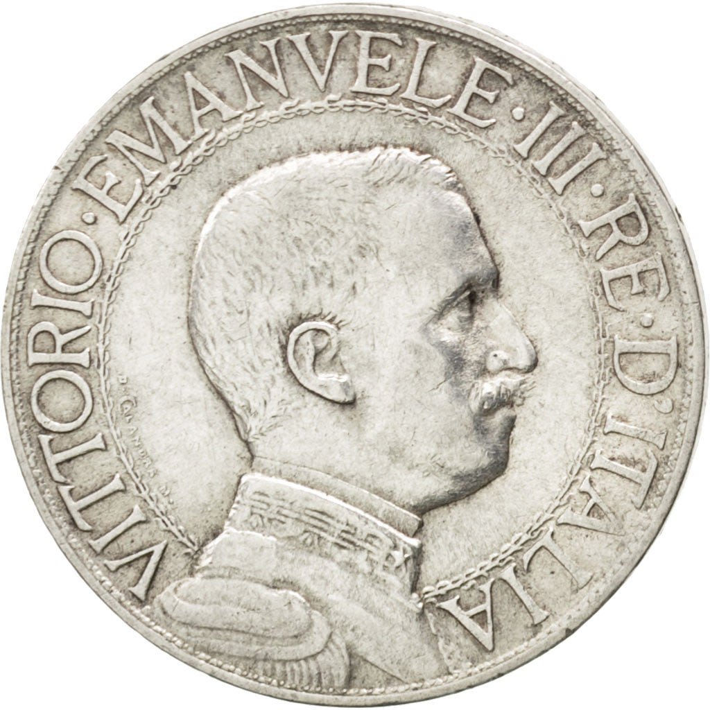 ITALY, Lira, 1913, Rome, KM #45, AU(50-53), Silver, 4.97