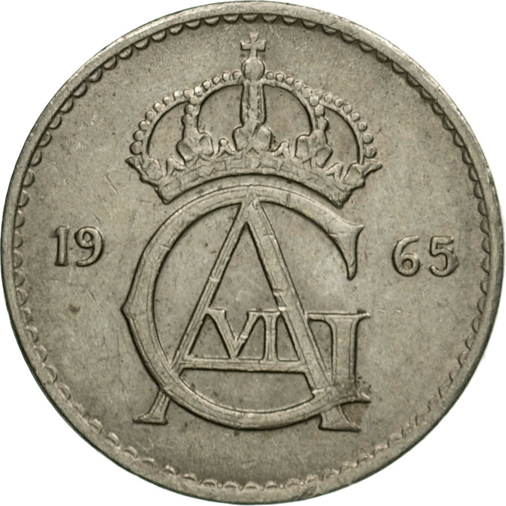 Münze, Schweden, Gustaf VI, 25 Öre, 1965, SS, Copper-nickel, KM:836