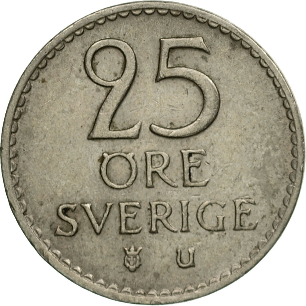 Münze, Schweden, Gustaf VI, 25 Öre, 1965, SS, Copper-nickel, KM:836