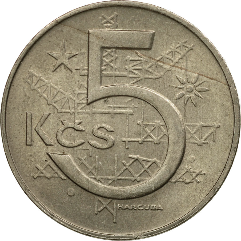 Coin, Czechoslovakia, 5 Korun, 1968, EF(40-45), Copper-nickel, KM:60