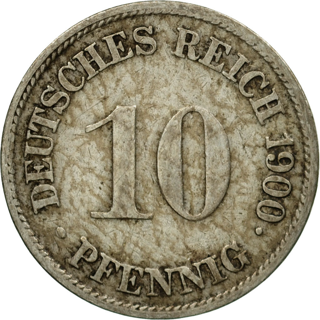 Moneta, GERMANIA - IMPERO, Wilhelm II, 10 Pfennig, 1900, Karlsruhe, MB+