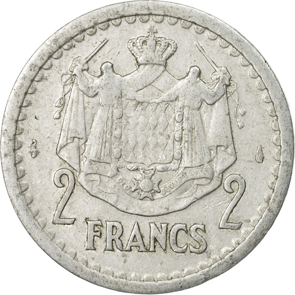 Münze, Monaco, Louis II, 2 Francs, 1943, Poissy, SS, Aluminium, KM:121