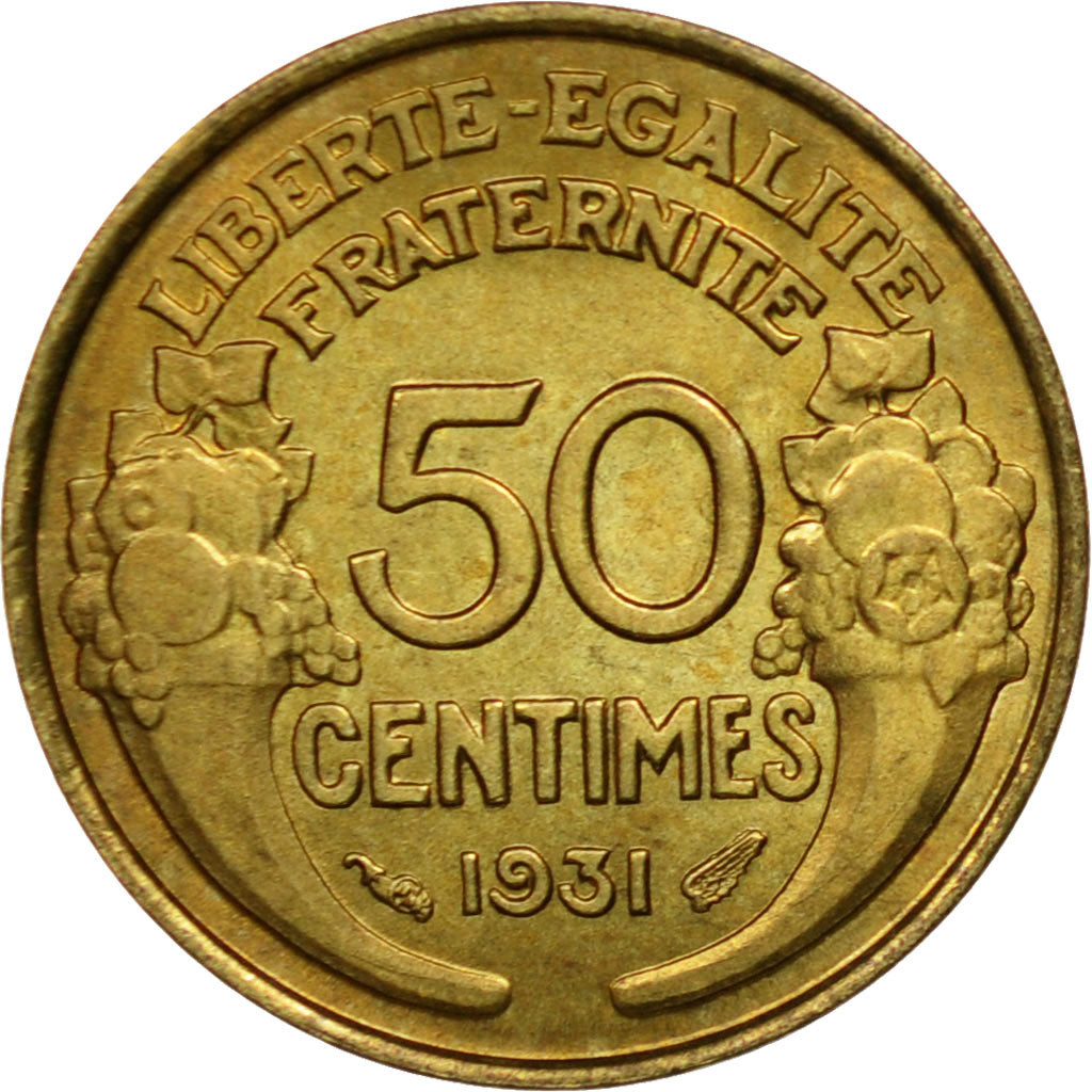 Coin, France, Morlon, 50 Centimes, 1931, Paris, AU(55-58), Aluminum-Bronze