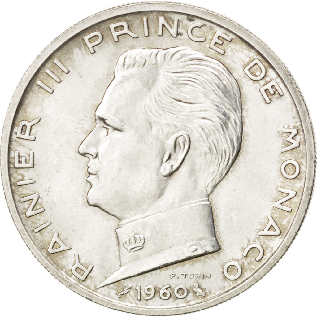 Coin, Monaco, Rainier III, 5 Francs, 1960, MS(60-62), Silver, KM:141