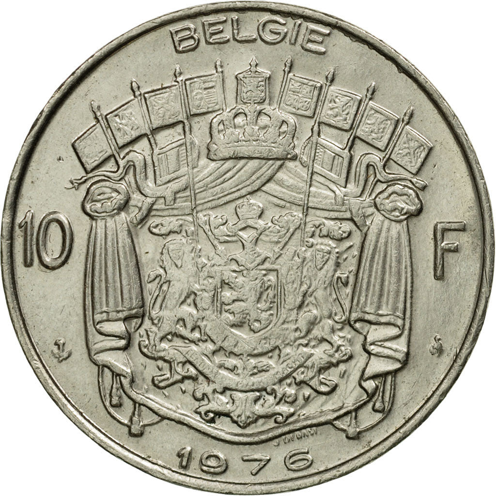 Münze, Belgien, 10 Francs, 10 Frank, 1976, Brussels, SS, Nickel, KM:156.1
