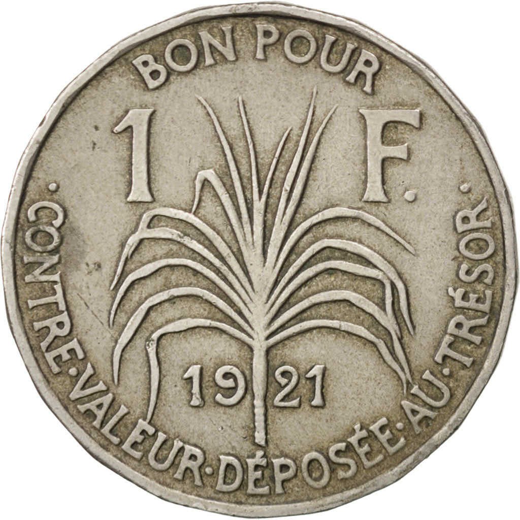 GUADELOUPE, Franc, 1921, KM #46, EF(40-45), Copper-Nickel, 25, Lecompte #58,...
