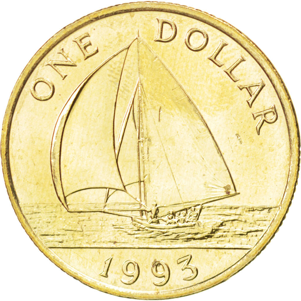 BERMUDA, Dollar, 1993, KM #56, MS(64), Nickel-Brass, 26, 7.40