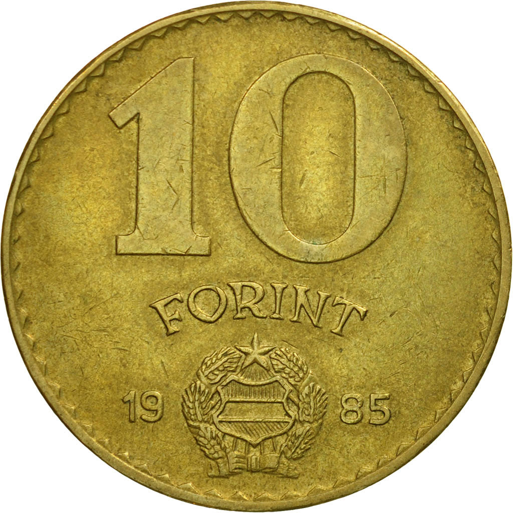 Coin, Hungary, 10 Forint, 1985, EF(40-45), Aluminum-Bronze, KM:636