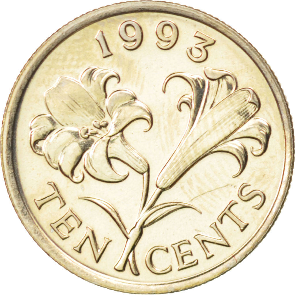 Coin, Bermuda, Elizabeth II, 10 Cents, 1993, MS(64), Copper-nickel, KM:46