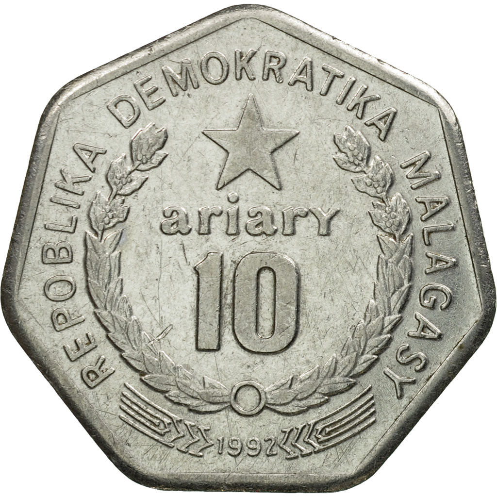 Monnaie, Madagascar, 10 Ariary, 1992, Royal Canadian Mint, TTB, Stainless Steel
