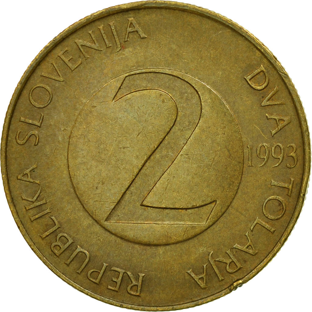 Coin, Slovenia, 2 Tolarja, 1993, EF(40-45), Nickel-brass, KM:5
