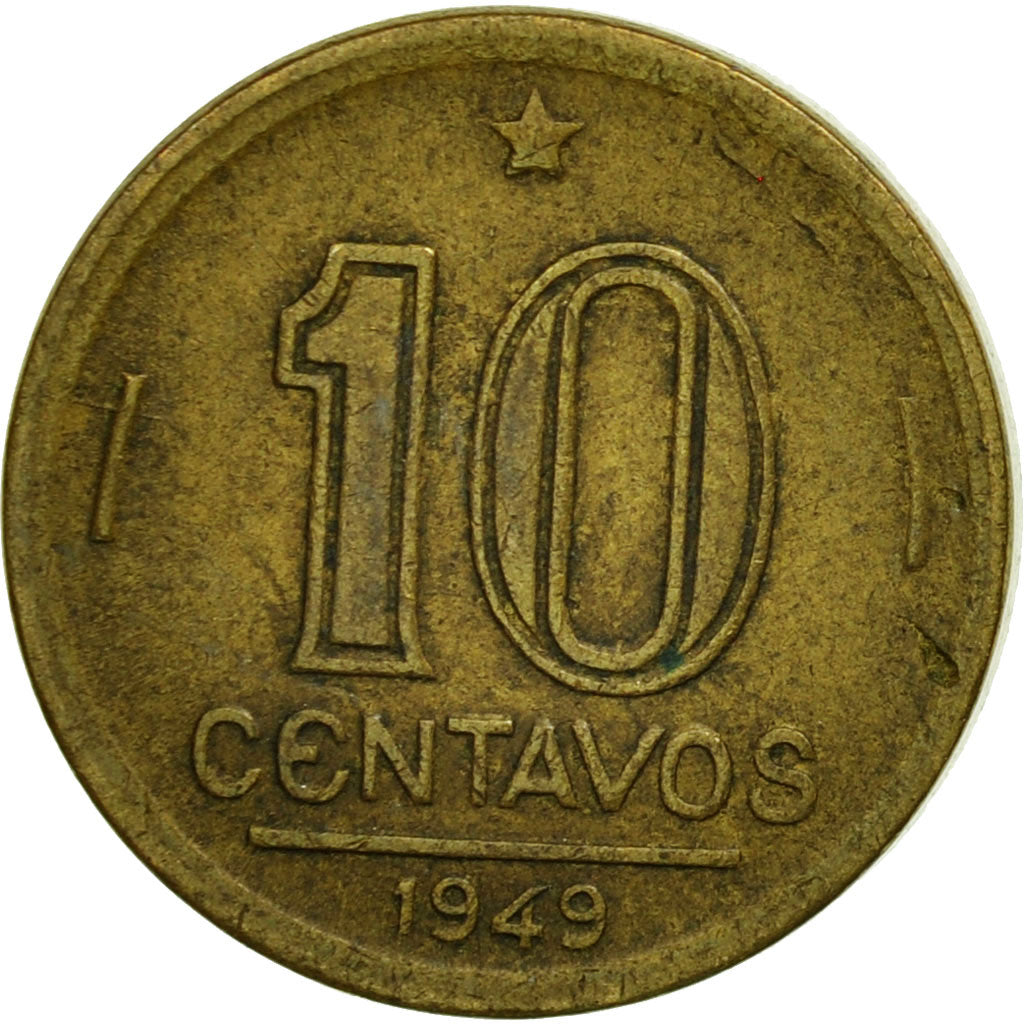 Coin, Brazil, 10 Centavos, 1949, EF(40-45), Aluminum-Bronze, KM:561