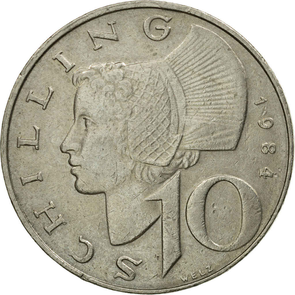 Coin, Austria, 10 Schilling, 1984, EF(40-45), Copper-Nickel Plated Nickel
