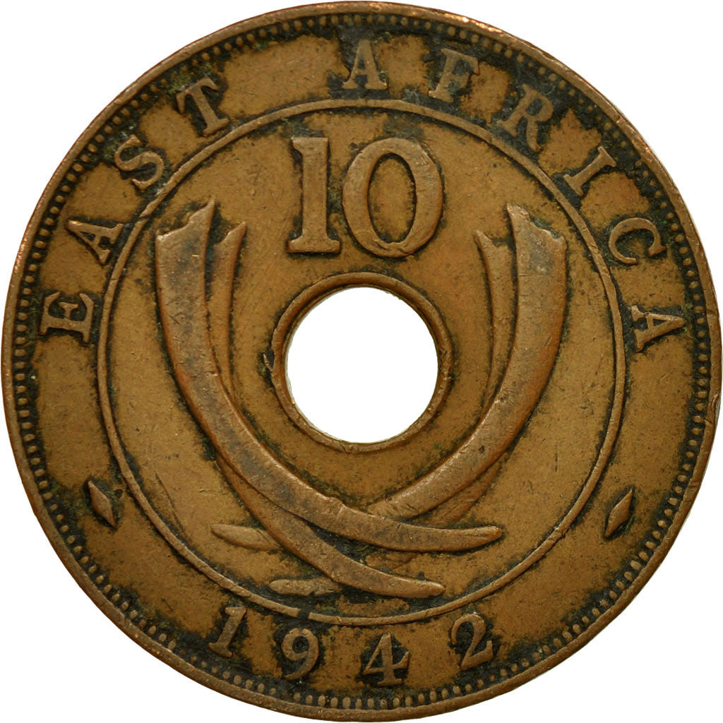 Coin, EAST AFRICA, George VI, 10 Cents, 1942, VF(30-35), Bronze, KM:26.2