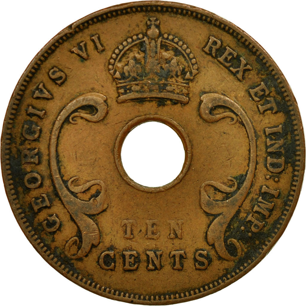 Coin, EAST AFRICA, George VI, 10 Cents, 1942, VF(30-35), Bronze, KM:26.2