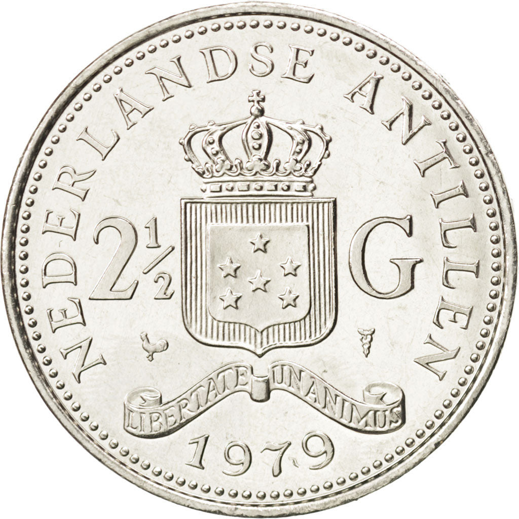 NETHERLANDS ANTILLES, 2-1/2 Gulden, 1979, KM #19, MS(65-70), Nickel, 32, 13.82