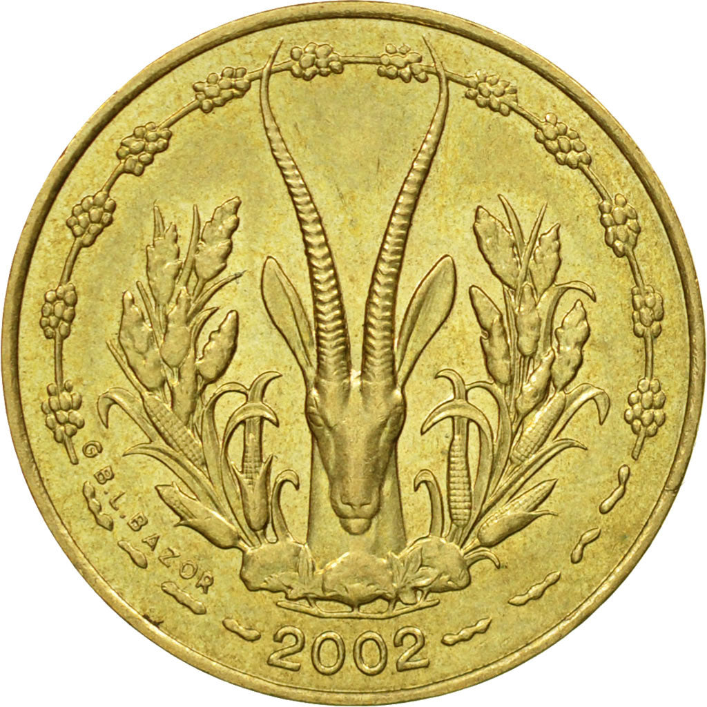 Coin, West African States, 5 Francs, 2002, Paris, AU(55-58)