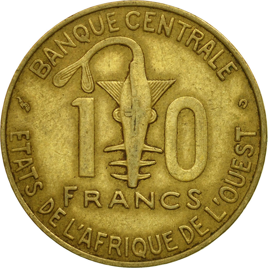 Coin, West African States, 10 Francs, 2001, Paris, EF(40-45), Aluminum-Bronze