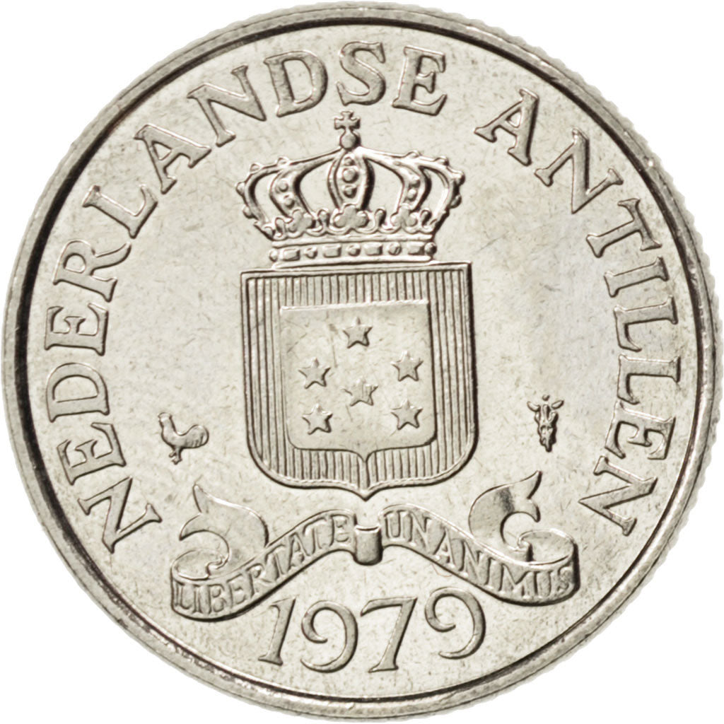 NETHERLANDS ANTILLES, 25 Cents, 1979, KM #11, MS(65-70), Nickel, 19, 3.45