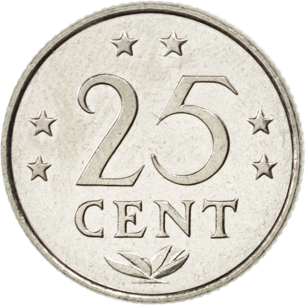 NETHERLANDS ANTILLES, 25 Cents, 1979, KM #11, MS(65-70), Nickel, 19, 3.45