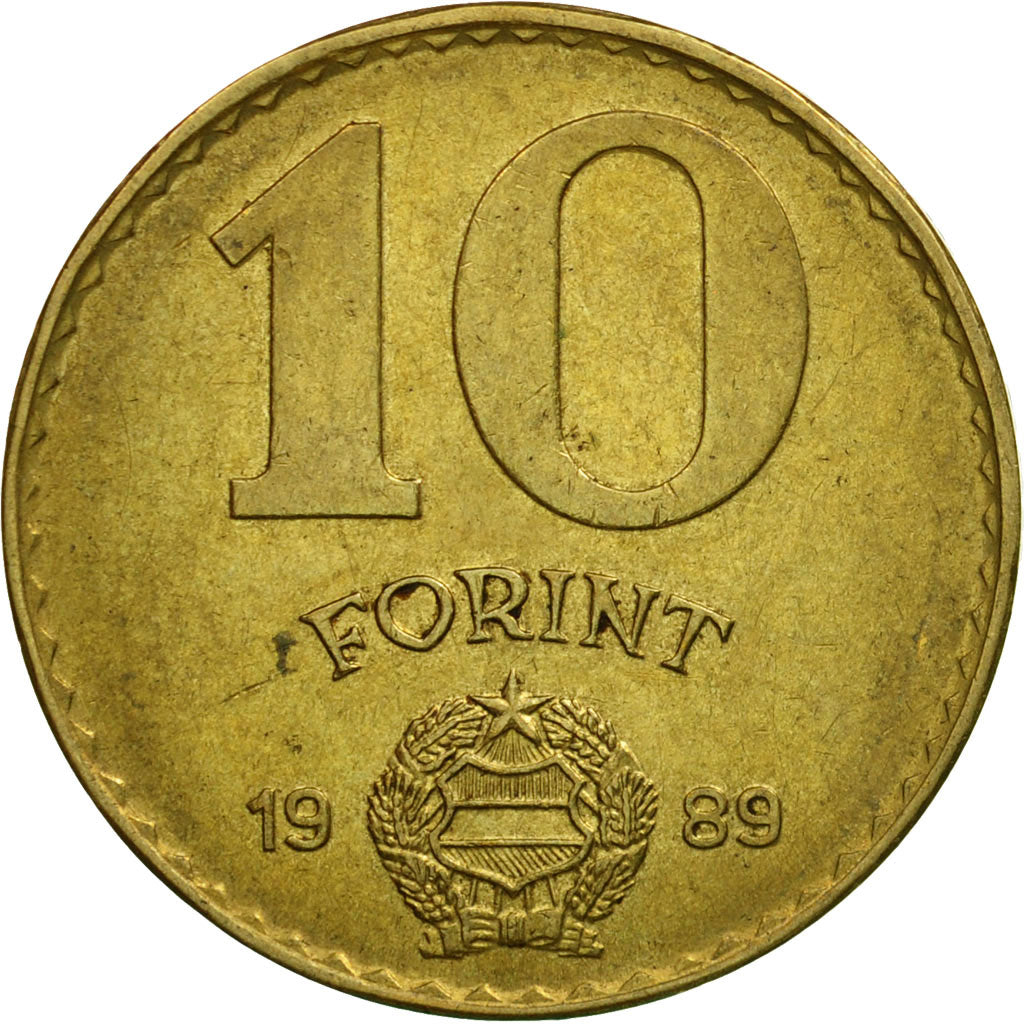 Coin, Hungary, 10 Forint, 1989, EF(40-45), Aluminum-Bronze, KM:636
