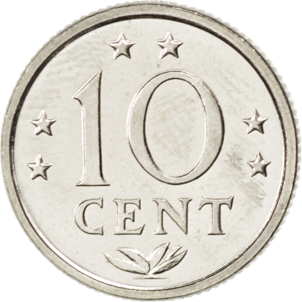 NETHERLANDS ANTILLES, 10 Cents, 1979, KM #10, MS(65-70), Nickel, 15, 2.00