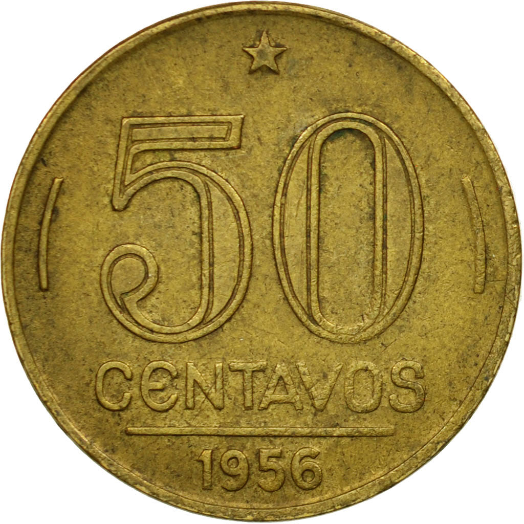 Coin, Brazil, 50 Centavos, 1956, EF(40-45), Aluminum-Bronze, KM:563