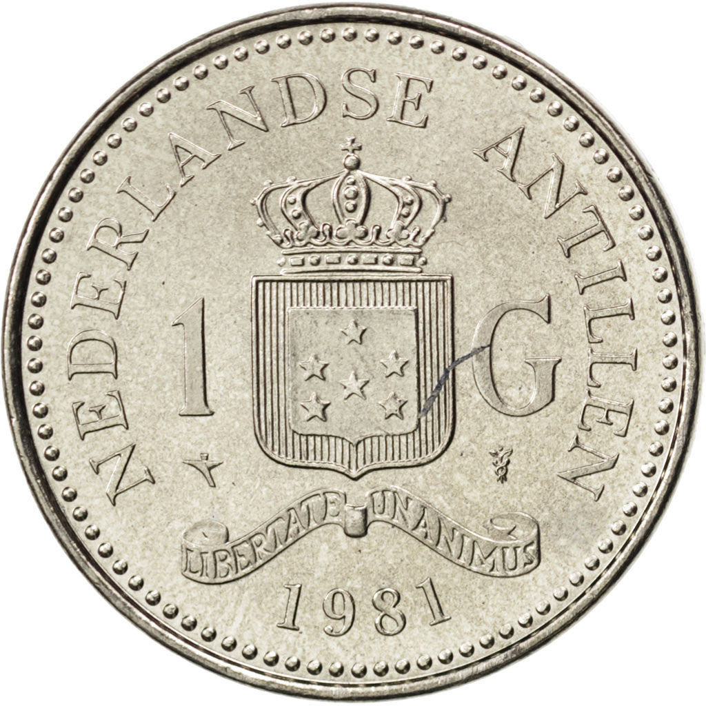 Coin, Netherlands Antilles, Beatrix, Gulden, 1981, MS(63), Nickel, KM:24