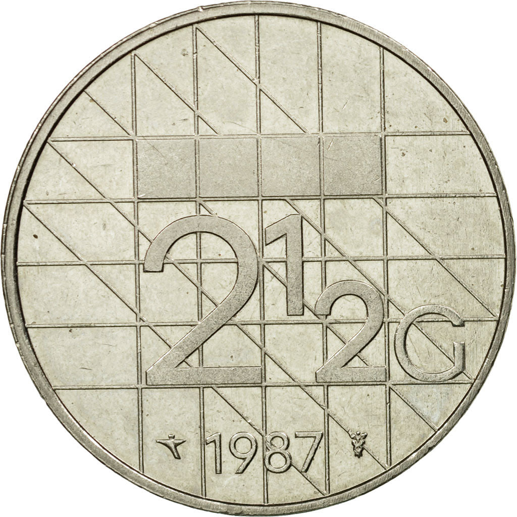 Moneta, Holandia, Beatrix, 2-1/2 Gulden, 1987, EF(40-45), Nikiel, KM:206