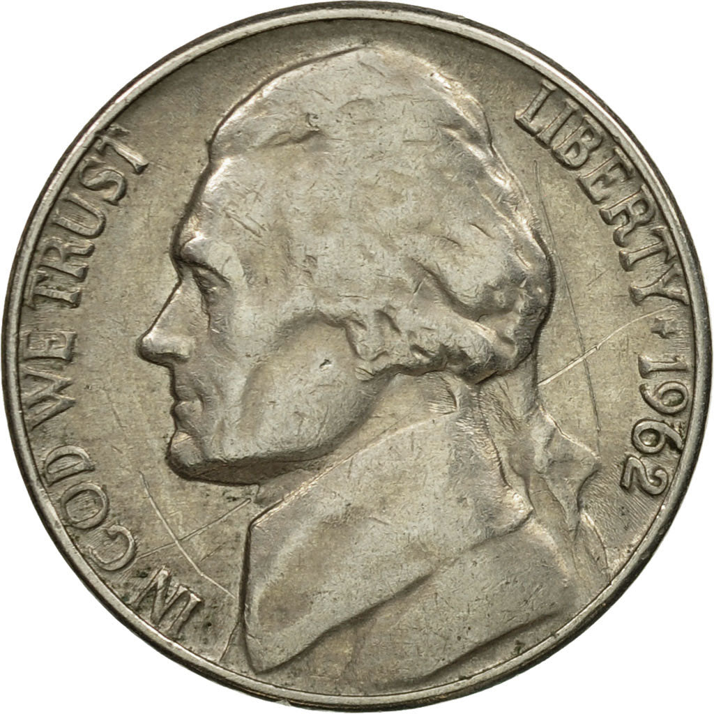 Moneta, USA, Jefferson Nickel, 5 Cents, 1962, U.S. Mint, Philadelphia