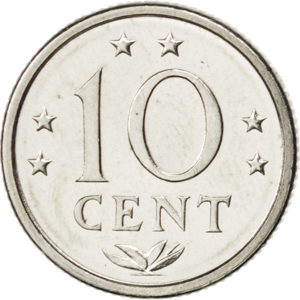 NETHERLANDS ANTILLES, 10 Cents, 1981, KM #10, MS(63), Nickel, 15, 1.97