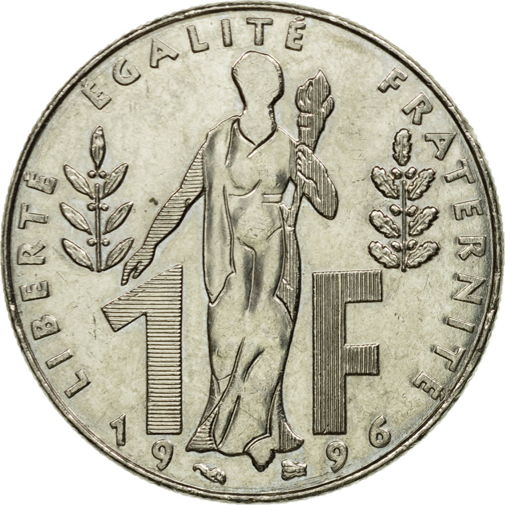 Coin, France, Jacques Rueff, Franc, 1996, Paris, AU(50-53), Nickel, KM:1160