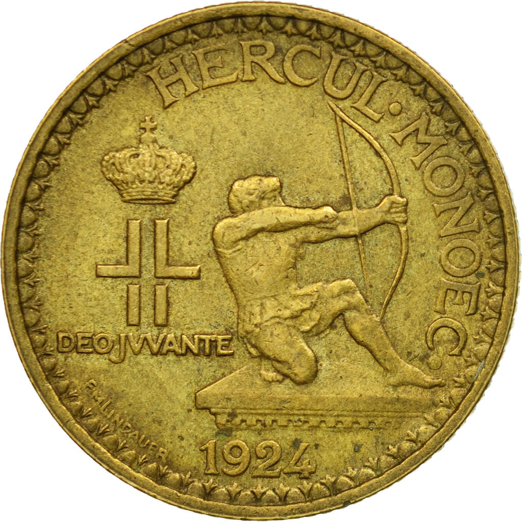 Moneta, Monaco, Louis II, 2 Francs, 1924, Poissy, BB, Alluminio-bronzo, KM:112