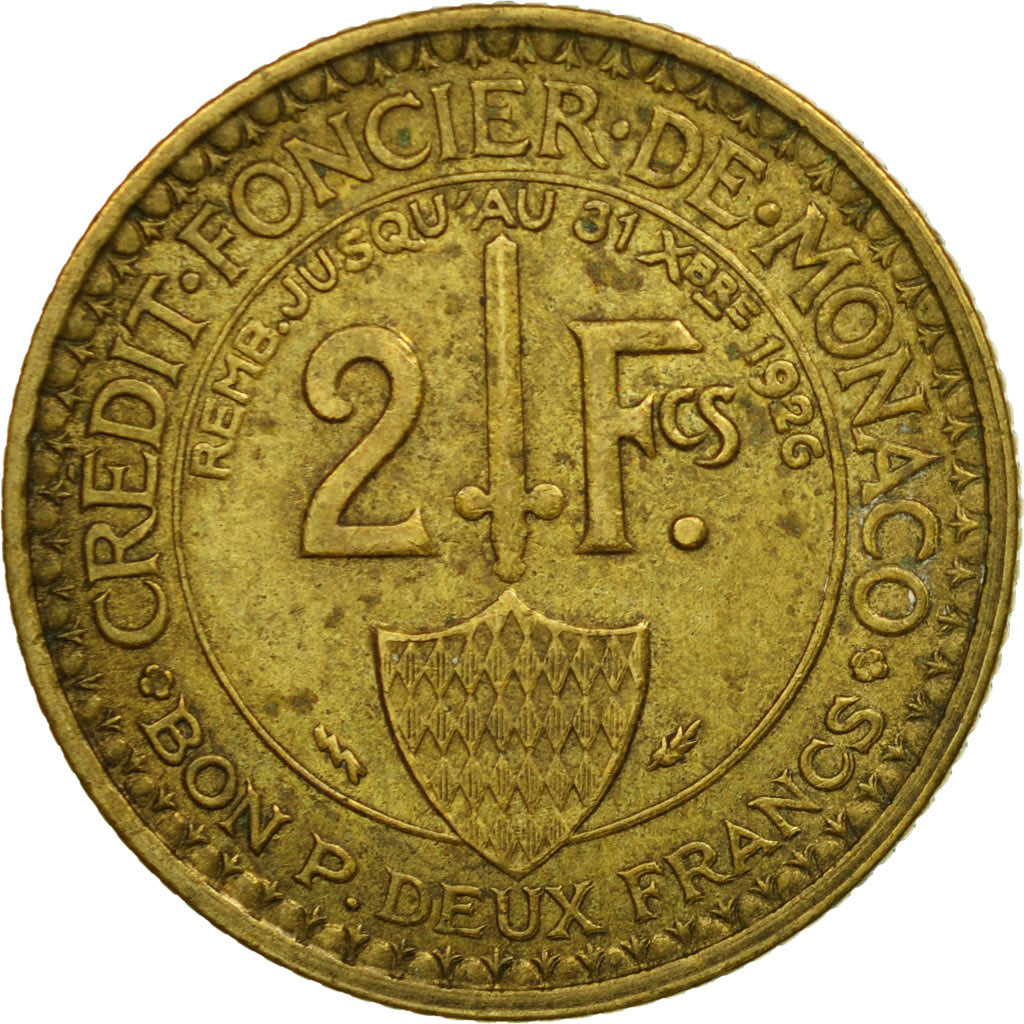 Moneta, Monaco, Louis II, 2 Francs, 1924, Poissy, BB, Alluminio-bronzo, KM:112