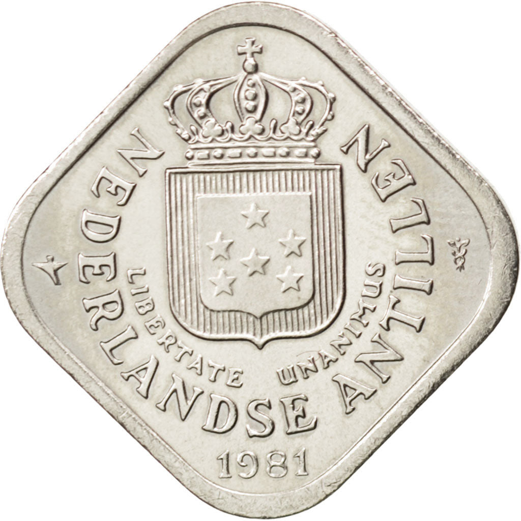 NETHERLANDS ANTILLES, 5 Cents, 1981, KM #13, MS(63), Copper-Nickel, 18.3, 4.51